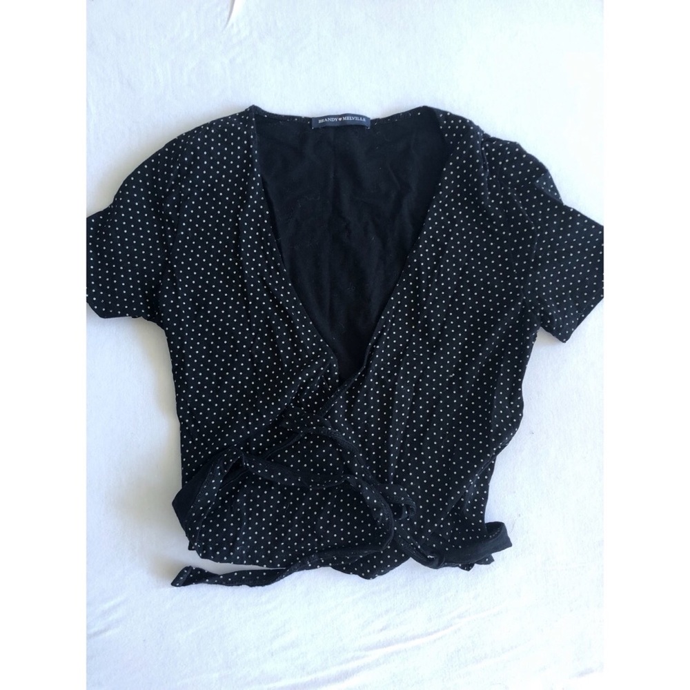 Brandy Melville Polka Dot V-Neck Tied Crop